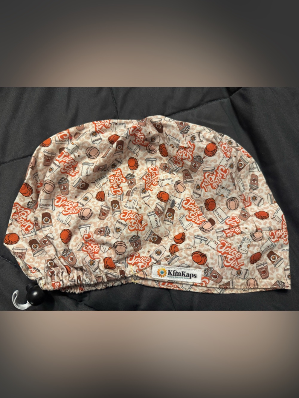 Cream & Orange Basketball Print Scrub Cap